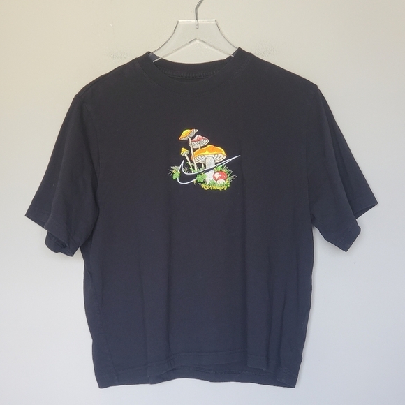 Nike Max90 Mushroom Embroidered T-shirt Black Streetwear Hip Hop Athletic - Picture 1 of 7